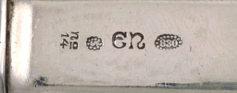 Evald Nielsen number 14 dinner service in hammered silver (830) for four people. 1920s. - 4