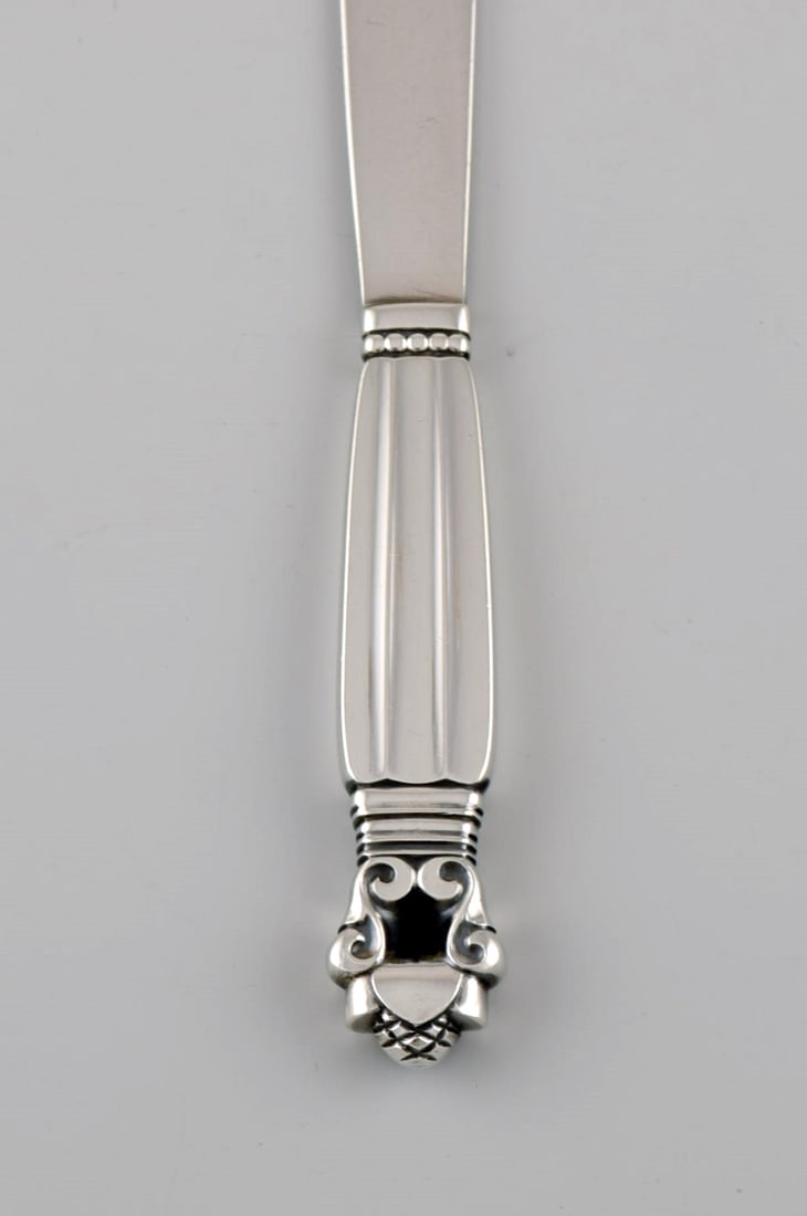 Six Georg Jensen Acorn butter knives in sterling silver. - 3