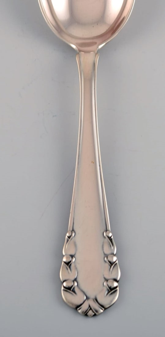 Georg Jensen Lily of the valley sterling silver dessert spoon. Dated 1915-1930. 3 pieces in stock. - 2