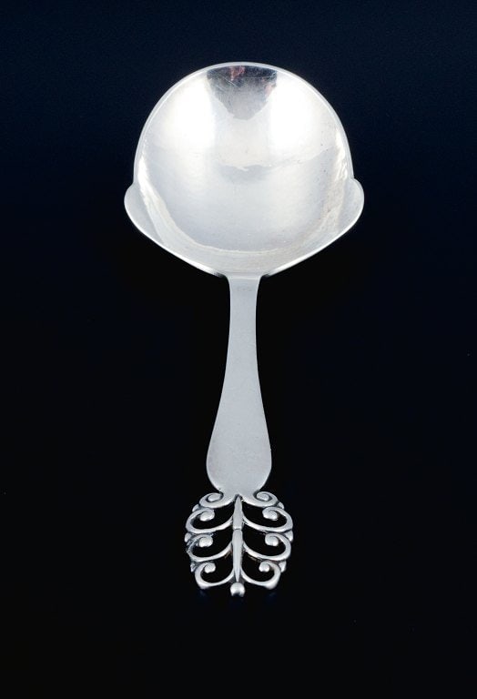 Danish silversmith, dinner service for five people consisting of five dinner knives, five dinner - 5