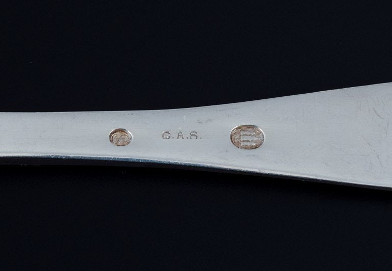 Danish silversmith, dinner service for five people consisting of five dinner knives, five dinner - 9