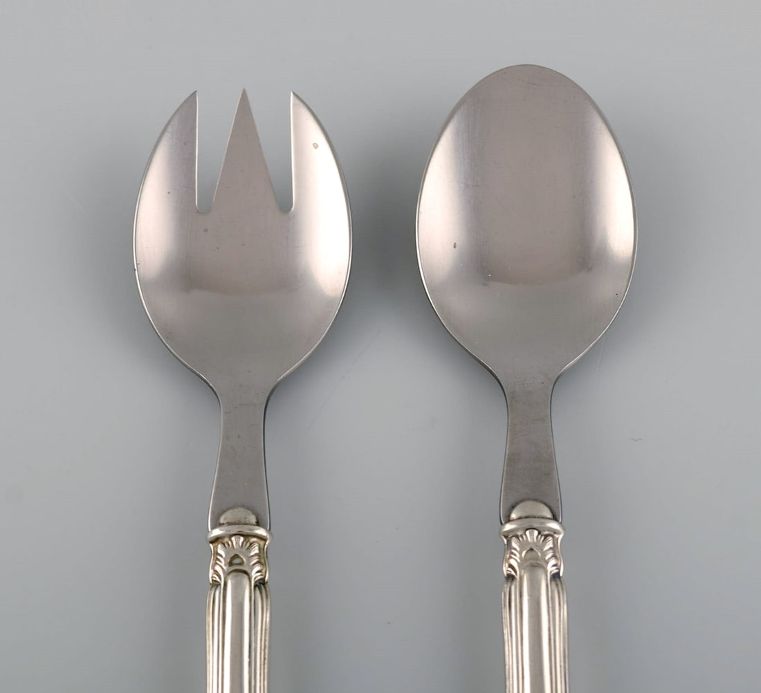 Cohr salad set silver (830) and stainless steel. 1910s / 20s. - 3