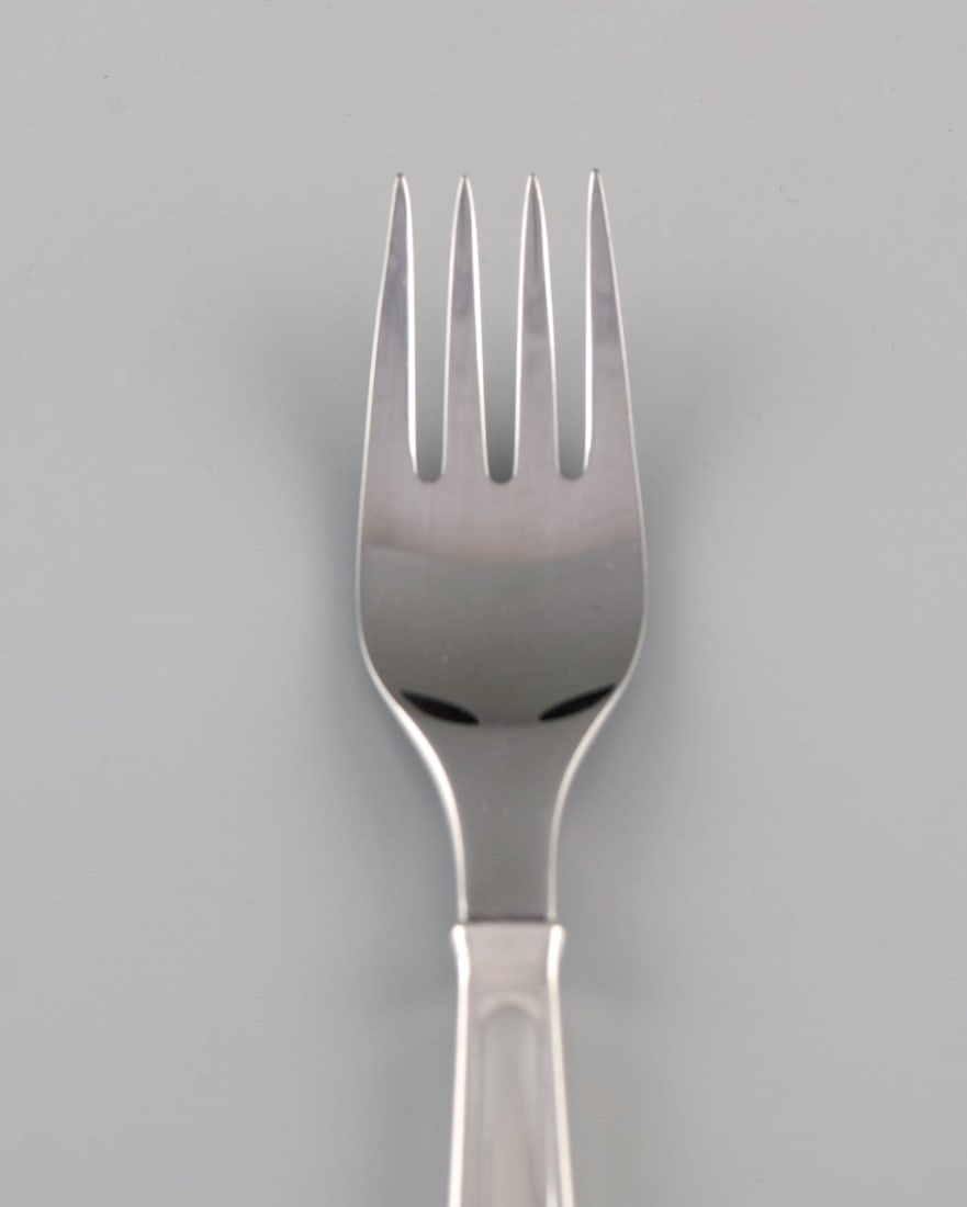 Rare Georg Jensen Koppel cutlery. Lunch fork in sterling silver and stainless steel. - 2