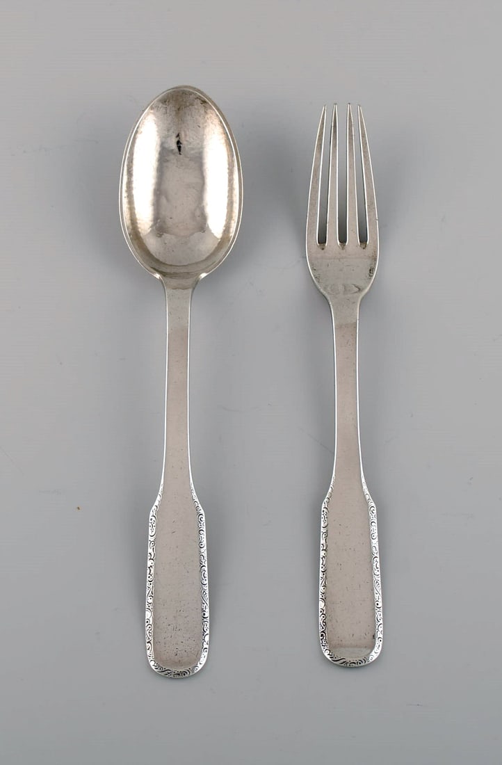 Evald Nielsen Number 25 dinner fork and tablespoon in silver (830). 1920s. (1 of 4)