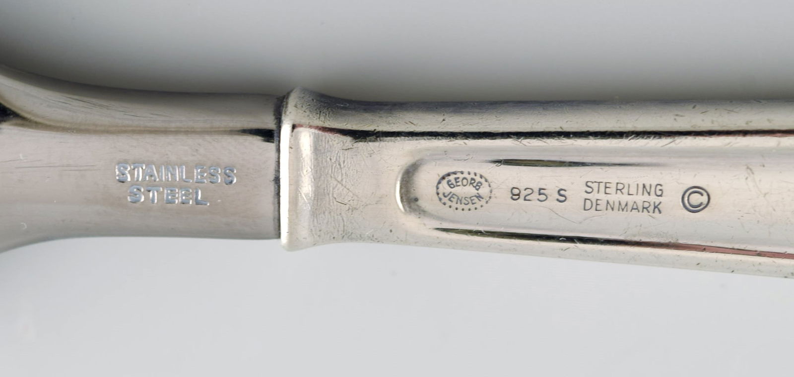 Rare Georg Jensen Koppel cutlery. Dessert spoon in sterling silver and stainless steel. Five pieces - 4