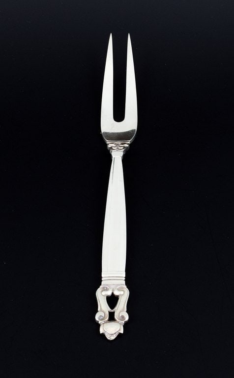 Georg Jensen, Acorn, meat fork in sterling silver. - 3
