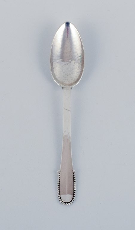 Georg Jensen Beaded. Large tea spoon in sterling silver. - 2