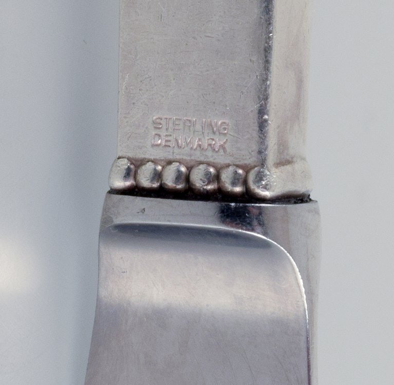 Georg Jensen Beaded. Set of six long-handled luncheon knives in sterling silver with stainless steel - 4