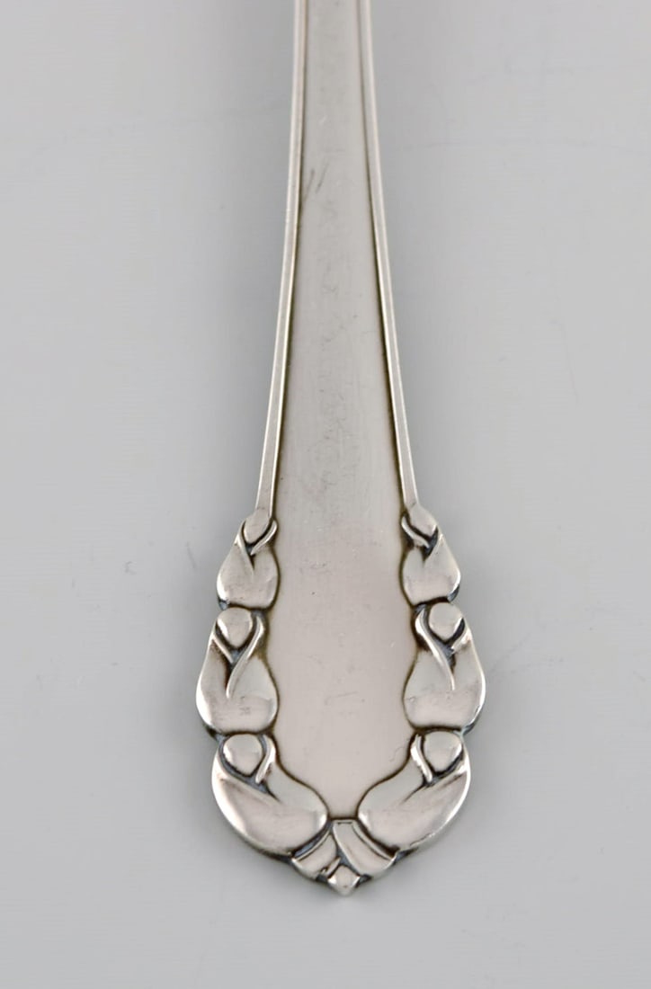 Six Georg Jensen Lily of the Valley cold meat forks in sterling silver. - 3