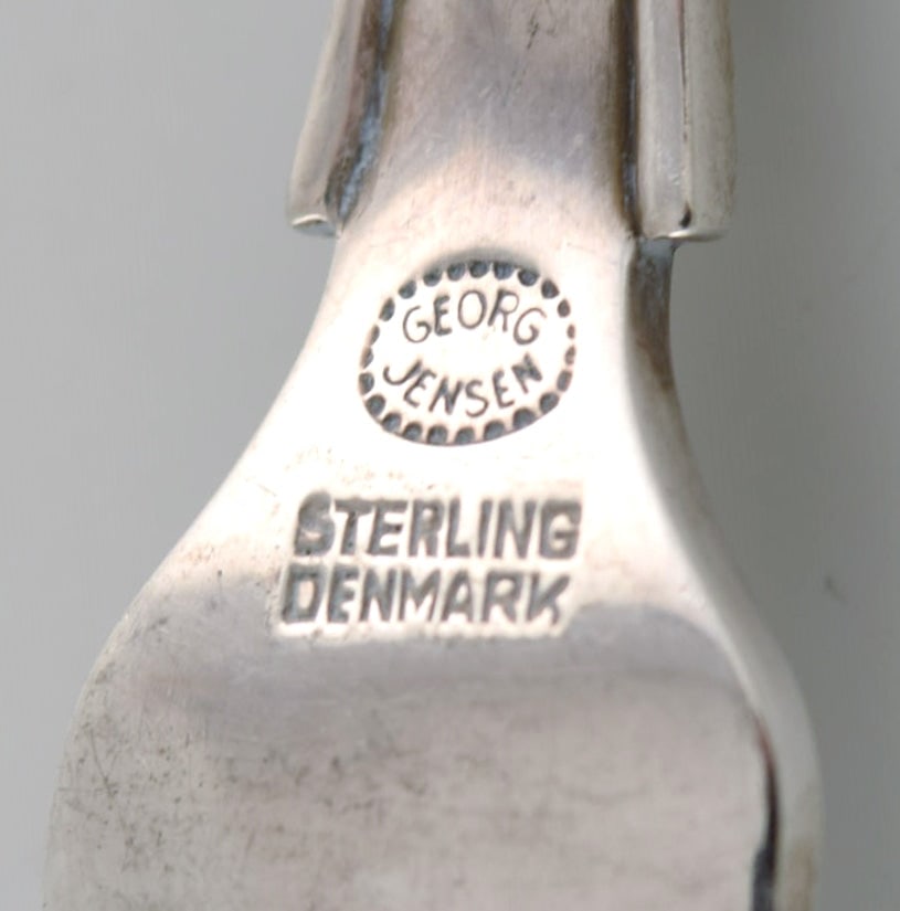 Six Georg Jensen Lily of the Valley cold meat forks in sterling silver. - 4