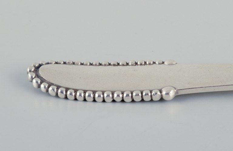 Georg Jensen Beaded. A set of eight lunch forks in 830 silver and sterling silver. - 5