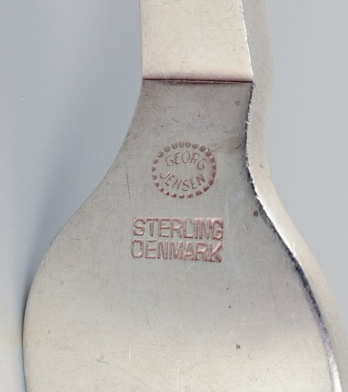 Georg Jensen Beaded. A set of eight lunch forks in 830 silver and sterling silver. - 6