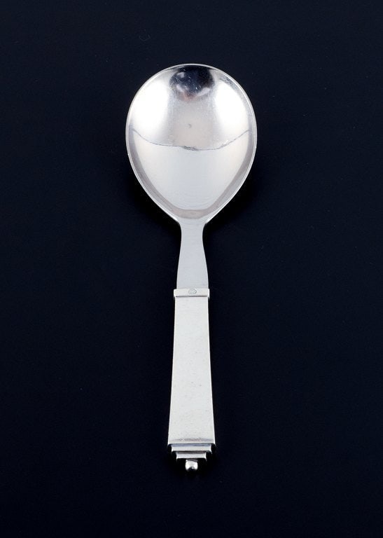 Georg Jensen Pyramid, salad spoon in sterling silver and stainless steel. - 2