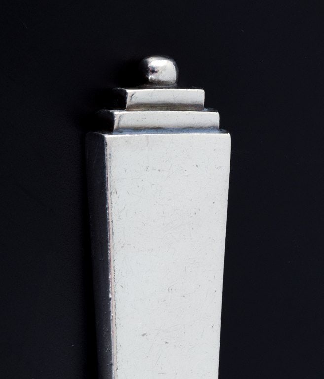 Georg Jensen Pyramid, salad spoon in sterling silver and stainless steel. - 4