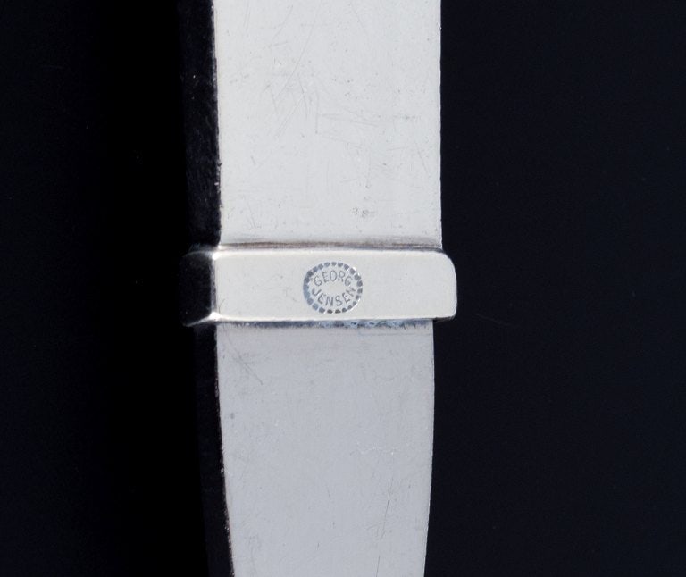 Georg Jensen Pyramid, salad spoon in sterling silver and stainless steel. - 5