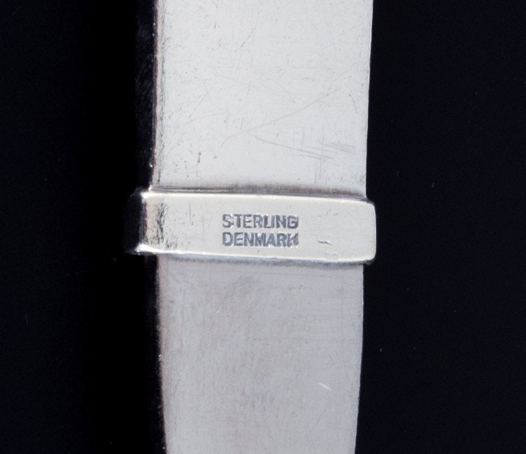 Georg Jensen Pyramid, salad spoon in sterling silver and stainless steel. - 6