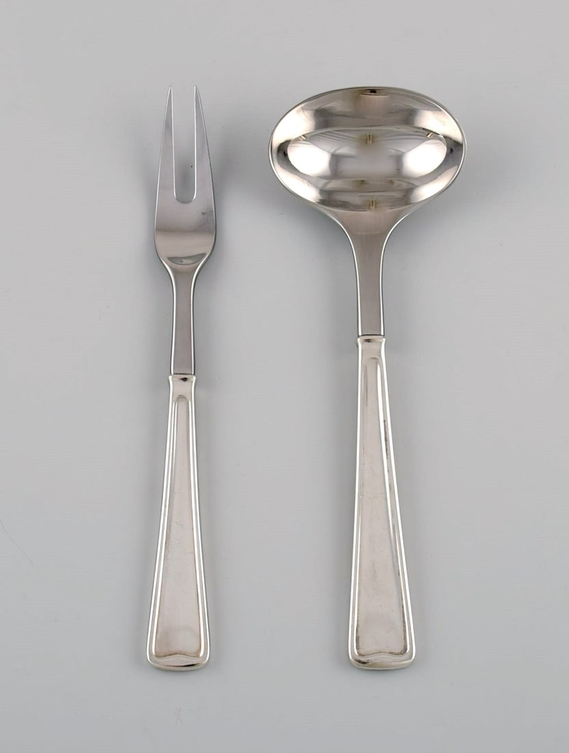 Rare Georg Jensen Koppel cutlery. Dinner service in sterling silver for 10 people. - 3