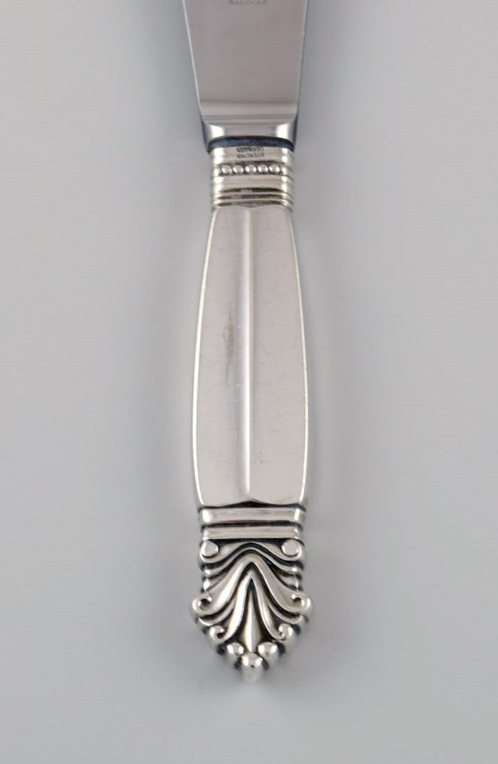 Georg Jensen Acanthus dinner knife in sterling silver and stainless steel. - 2