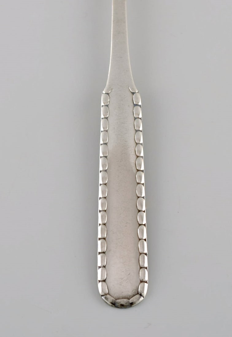 Early Georg Jensen Rope cold meat fork in silver (830). Dated 1915-1930. - 2