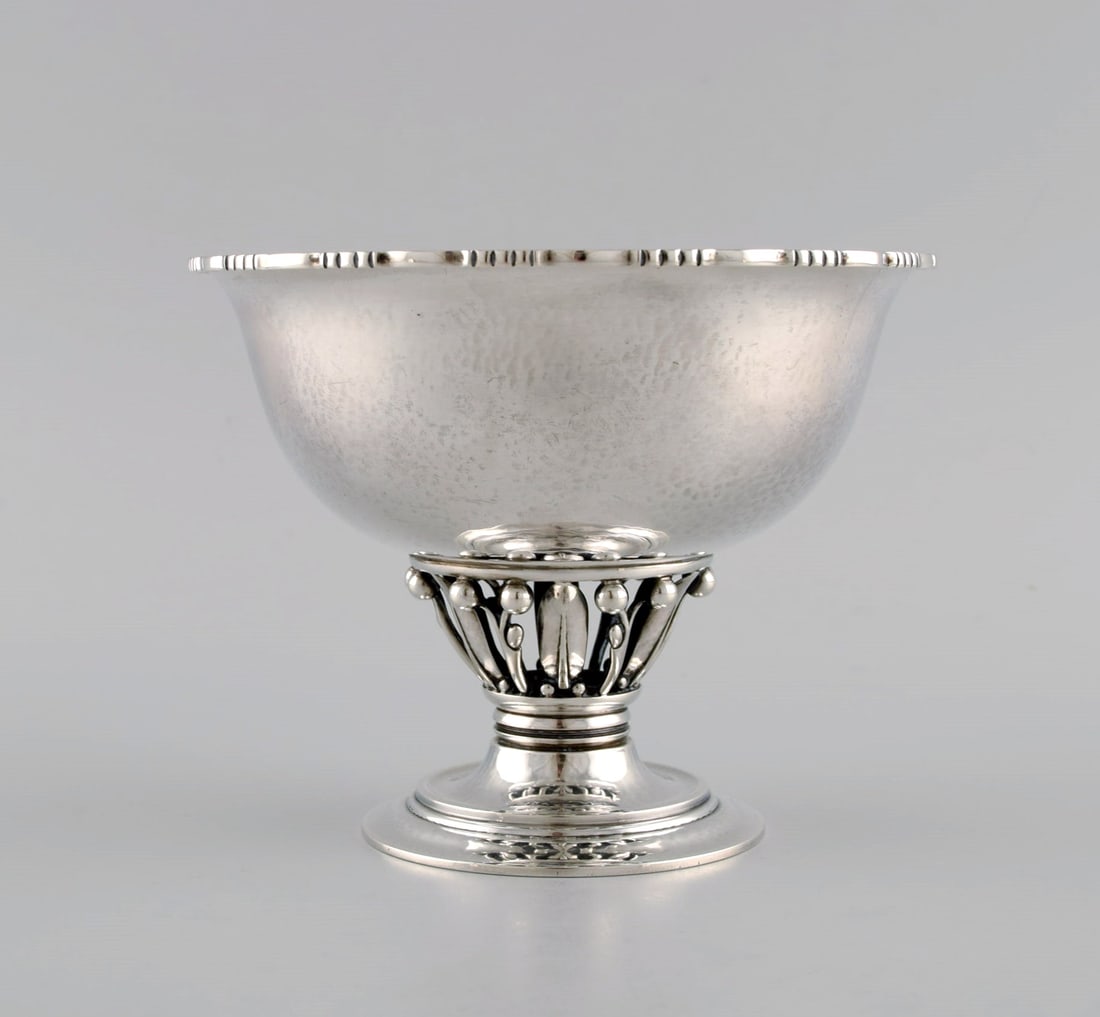 Georg Jensen "Louvre" bowl / compote in sterling silver. Art nouveau style with nature's organic (1 of 9)