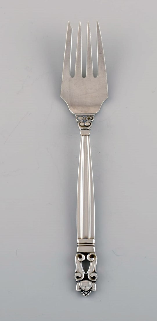 Georg Jensen Acorn salad fork in sterling silver. Seven pieces in stock. (1 of 4)