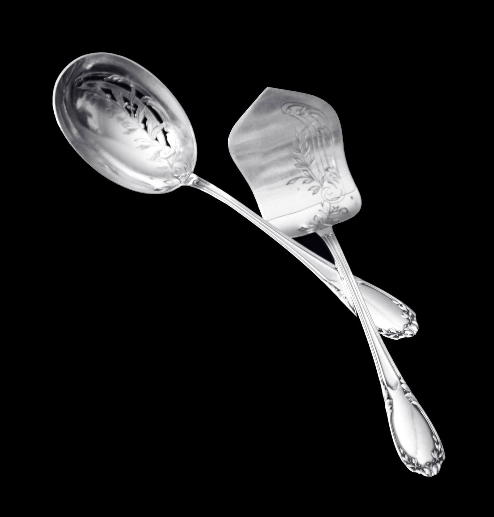 BERTHIER - 11 ORIGINAL FRENCH ART NOUVEAU 950 STERLING SILVER FLATWARE SERVING PIECES - MUSEUM - 3