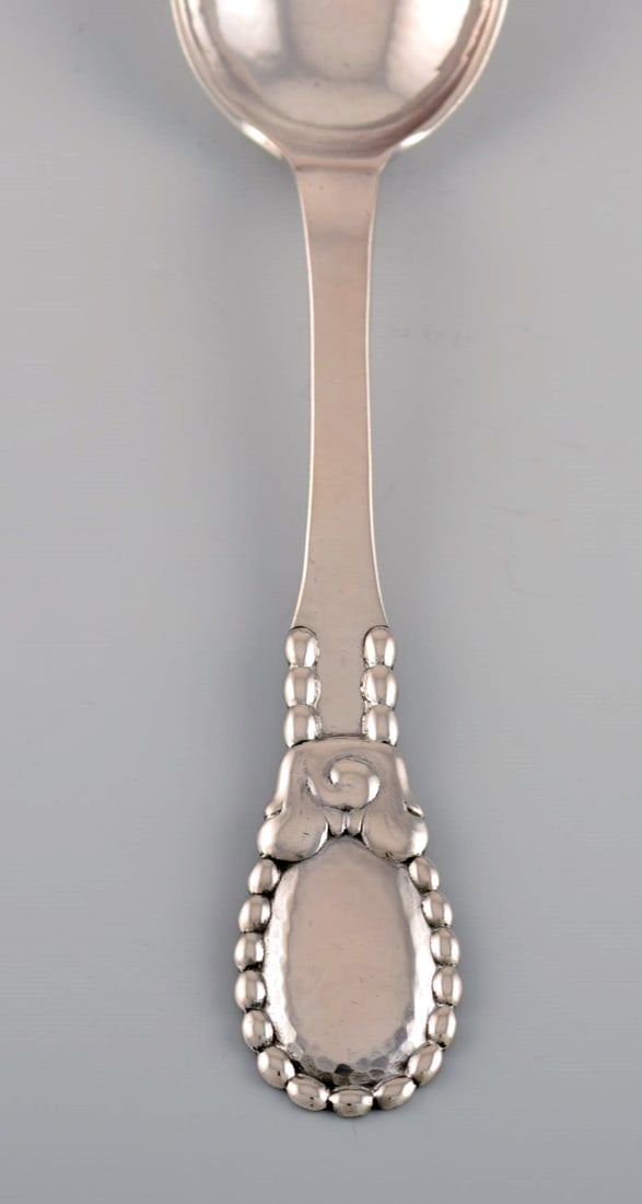 Evald Nielsen number 13 large tablespoon in hammered silver (830). 1920's. Six pieces in stock. - 2