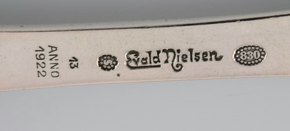 Evald Nielsen number 13 large tablespoon in hammered silver (830). 1920's. Six pieces in stock. - 4