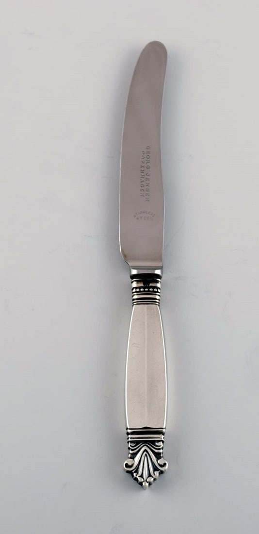 Three Georg Jensen Acanthus fruit knives in sterling silver and stainless steel. - 2