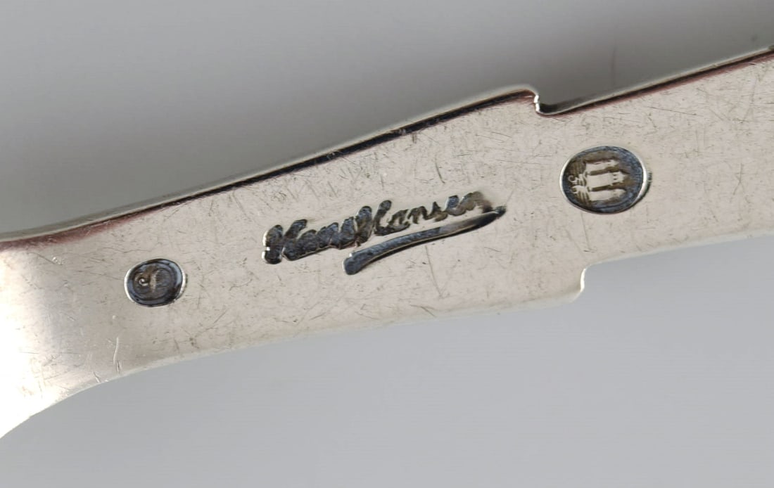 Hans Hansen silverware no. 7. Two art deco cold meat forks in silver (830). Dated 1936. - 5