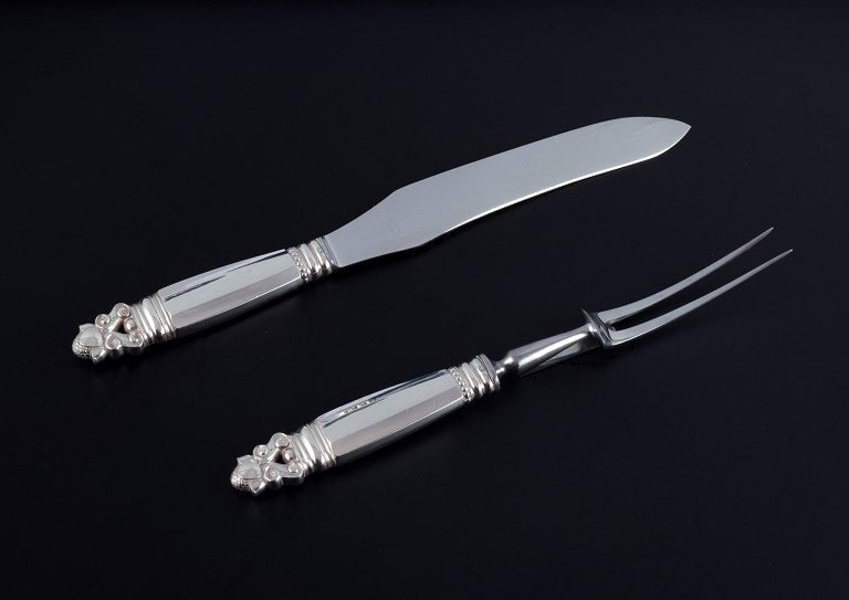 Georg Jensen, Acorn, carving set in sterling silver and stainless steel. (1 of 9)