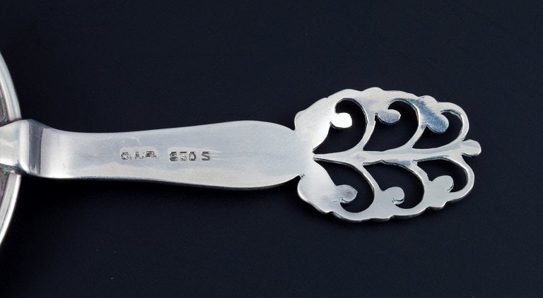Danish silversmith, tea strainer. Danish 830 silver. - 7