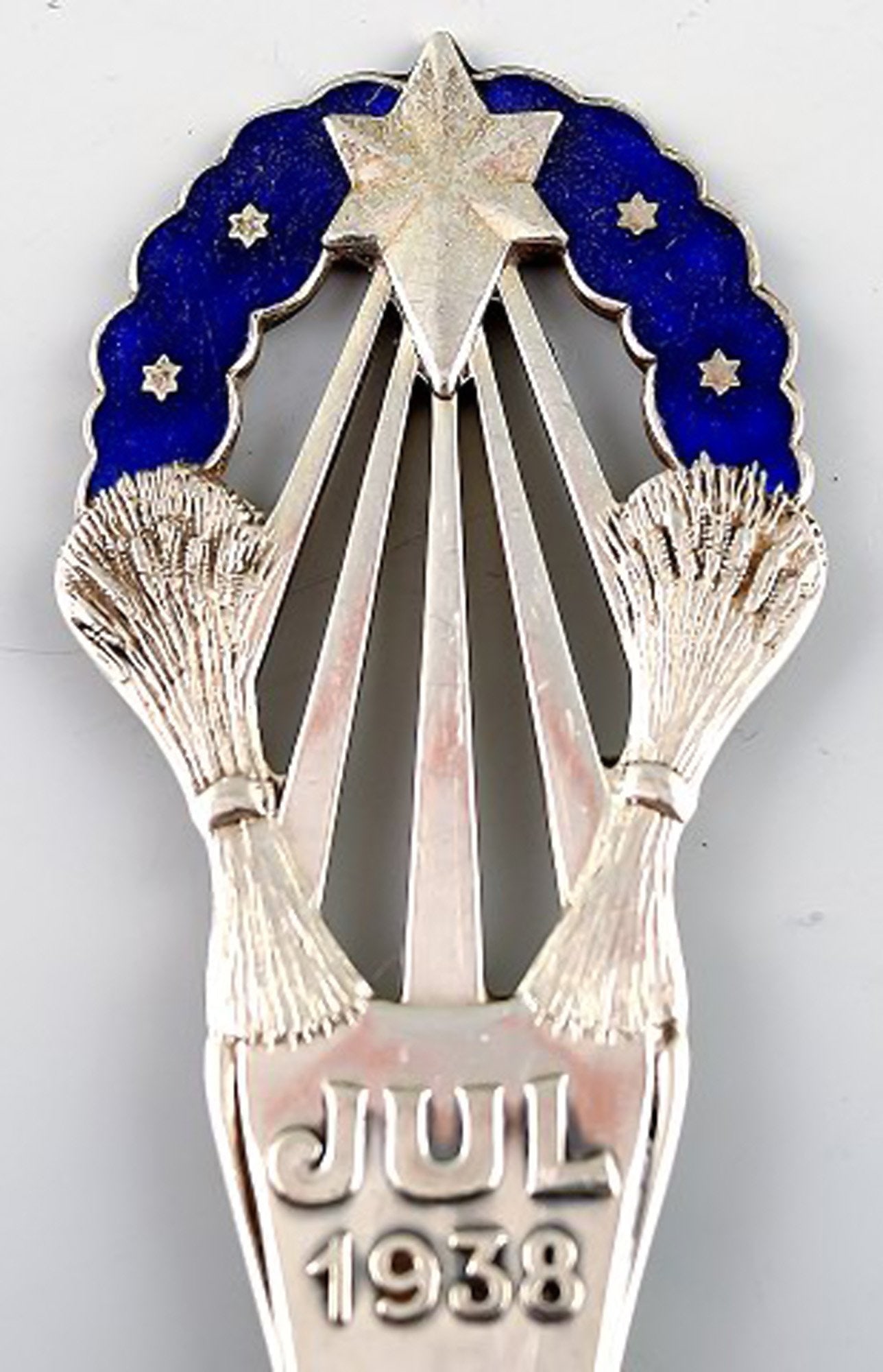 Christmas spoon from the year 1938 with a fine enamel decoration. - 2