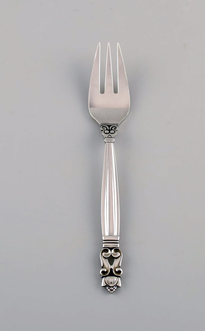 Georg Jensen Acorn fish fork in sterling silver. Twelve pieces in stock (1 of 4)