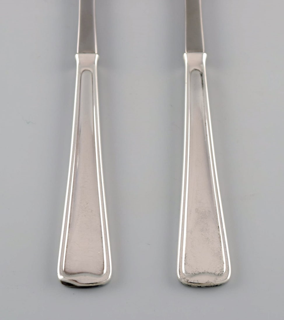 Rare Georg Jensen Koppel cutlery. Two roast forks in sterling silver and stainless steel. - 3