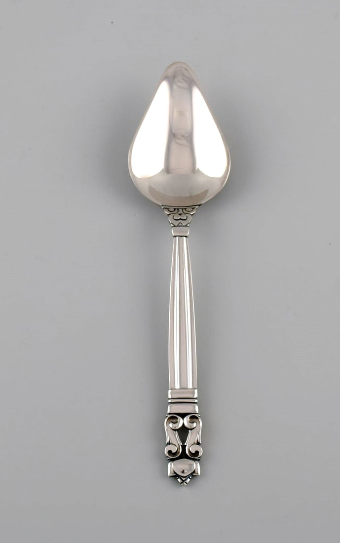 10 Georg Jensen Acorn grapefruit spoons in sterling silver. - 2