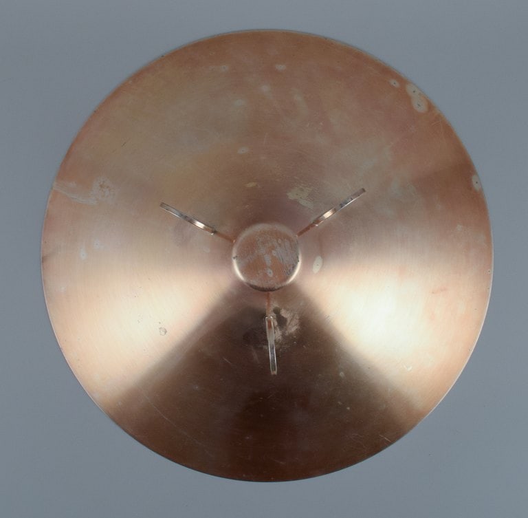 WMF, Germany. Large art deco Ikora bowl in plated silver inlaid with brass. - 6