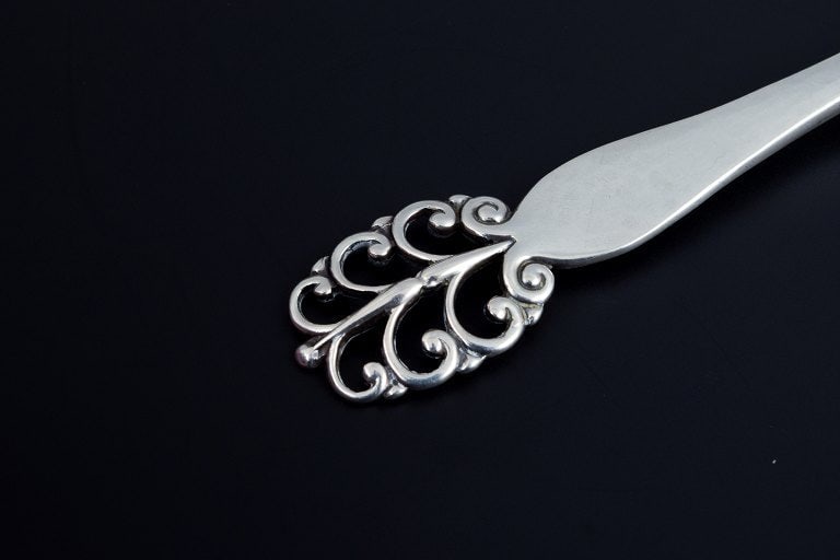 Danish silversmith, three sugar spoons. Danish 830 silver. - 6