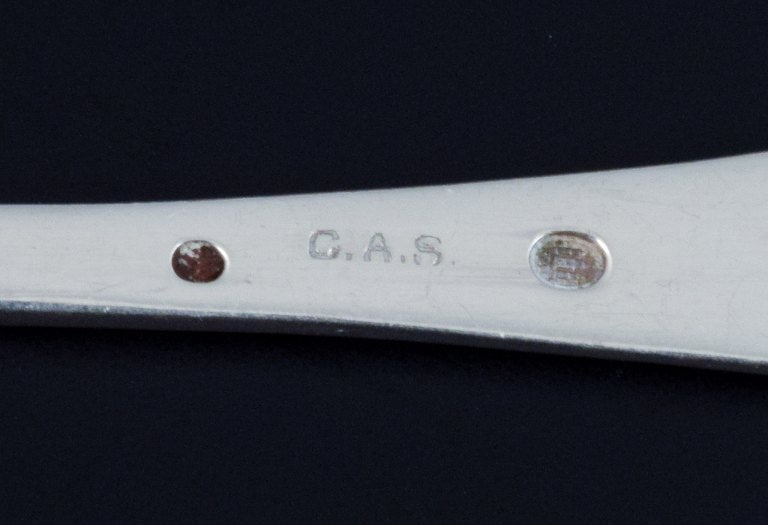 Danish silversmith, three sugar spoons. Danish 830 silver. - 8