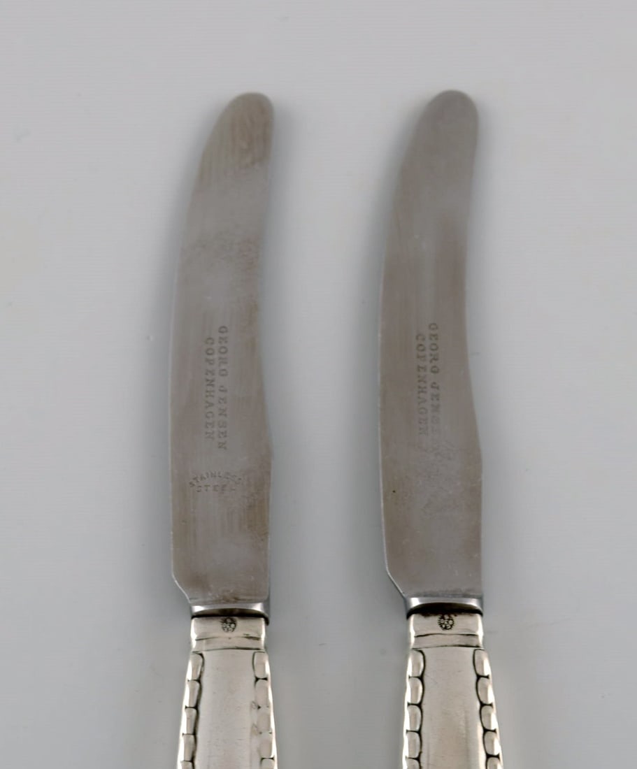 Two early Georg Jensen Rope fruit knives in silver (830) and stainless steel. Dated 1915-1930. - 3