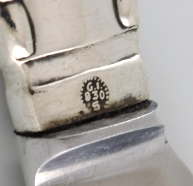 Two early Georg Jensen Rope fruit knives in silver (830) and stainless steel. Dated 1915-1930. - 4