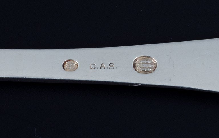 Danish silversmith, complete lunch service for six people. A total of 19 pieces. - 8