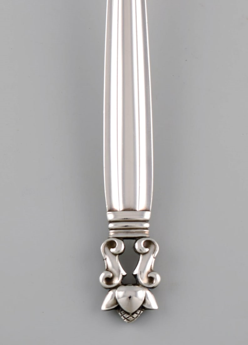 Large Georg Jensen Acorn salad fork in sterling silver. - 4
