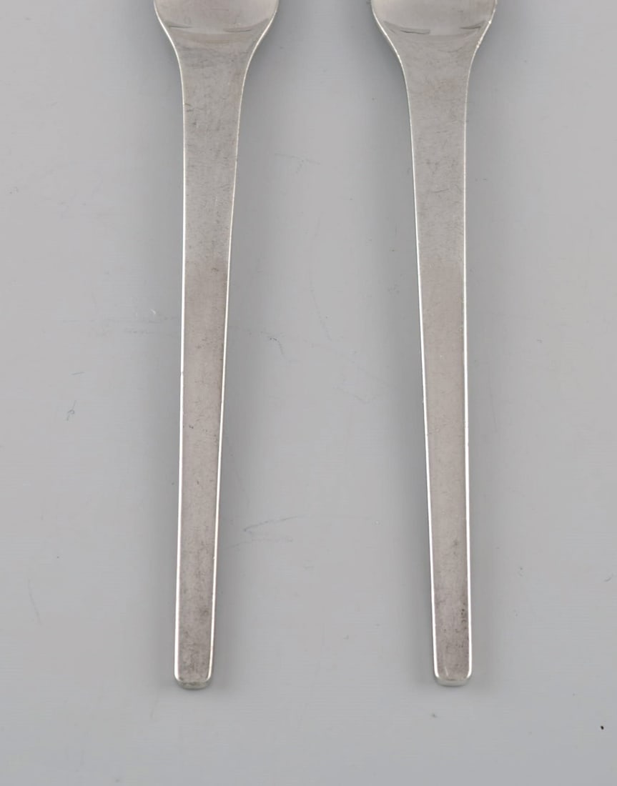 Two Georg Jensen Caravel cold meat forks in sterling silver. - 3