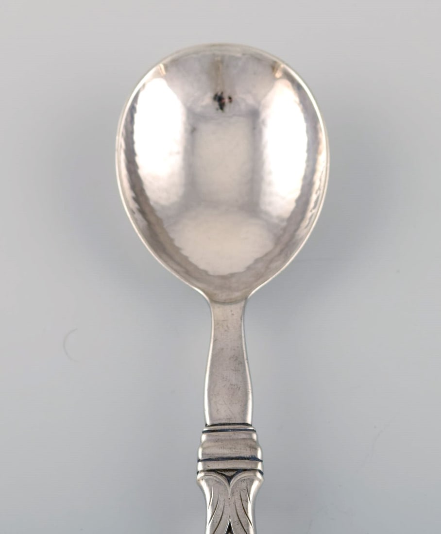 Rare Georg Jensen serving spoon in all sterling silver. Design 102. Dated 1930. - 4