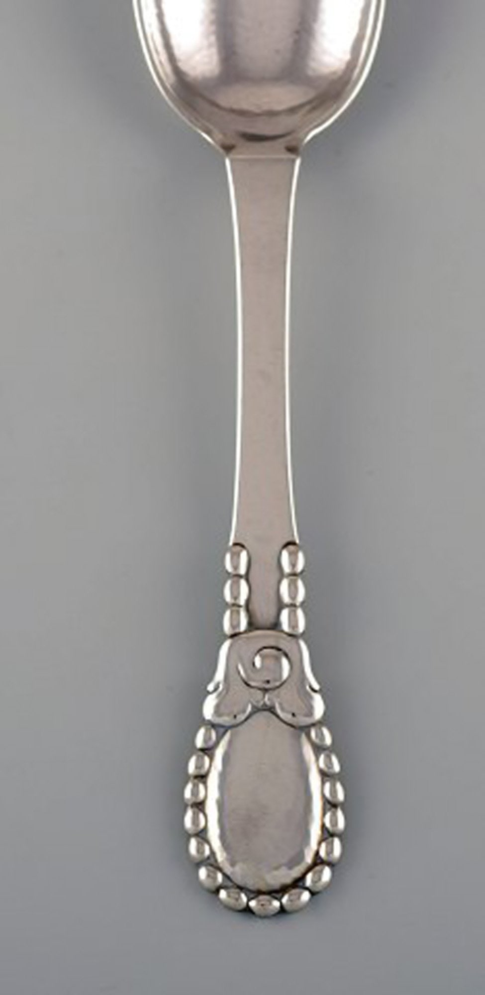 Evald Nielsen number 13 large tablespoon in hammered silver (830). Dated 1924. - 2
