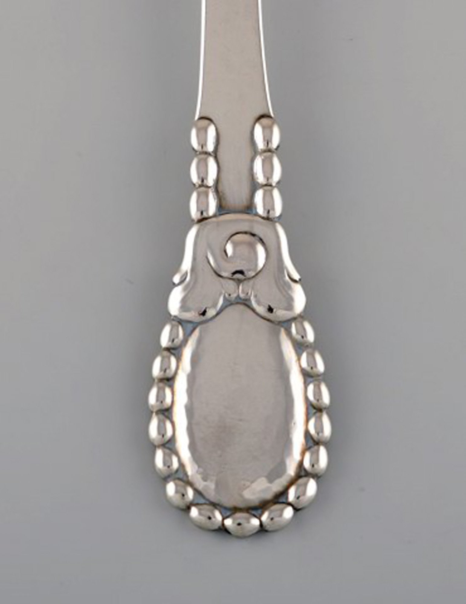 Evald Nielsen number 13 large tablespoon in hammered silver (830). Dated 1924. - 3