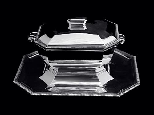 GRUHIER ORIGINAL FRENCH ART DECO COVERED 950 STERLING SILVER TUREEN + WRAP 1900-1949 - 2