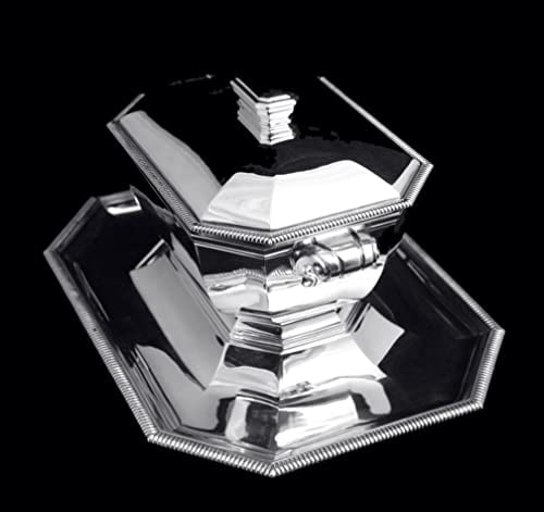 GRUHIER ORIGINAL FRENCH ART DECO COVERED 950 STERLING SILVER TUREEN + WRAP 1900-1949 - 3