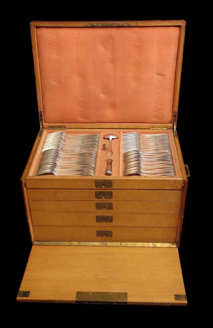 ESCHWEGE 273pc FRENCH NAPOLEON III STERLING SILVER FLATWARE SET CHEST 1900-1949 - 2